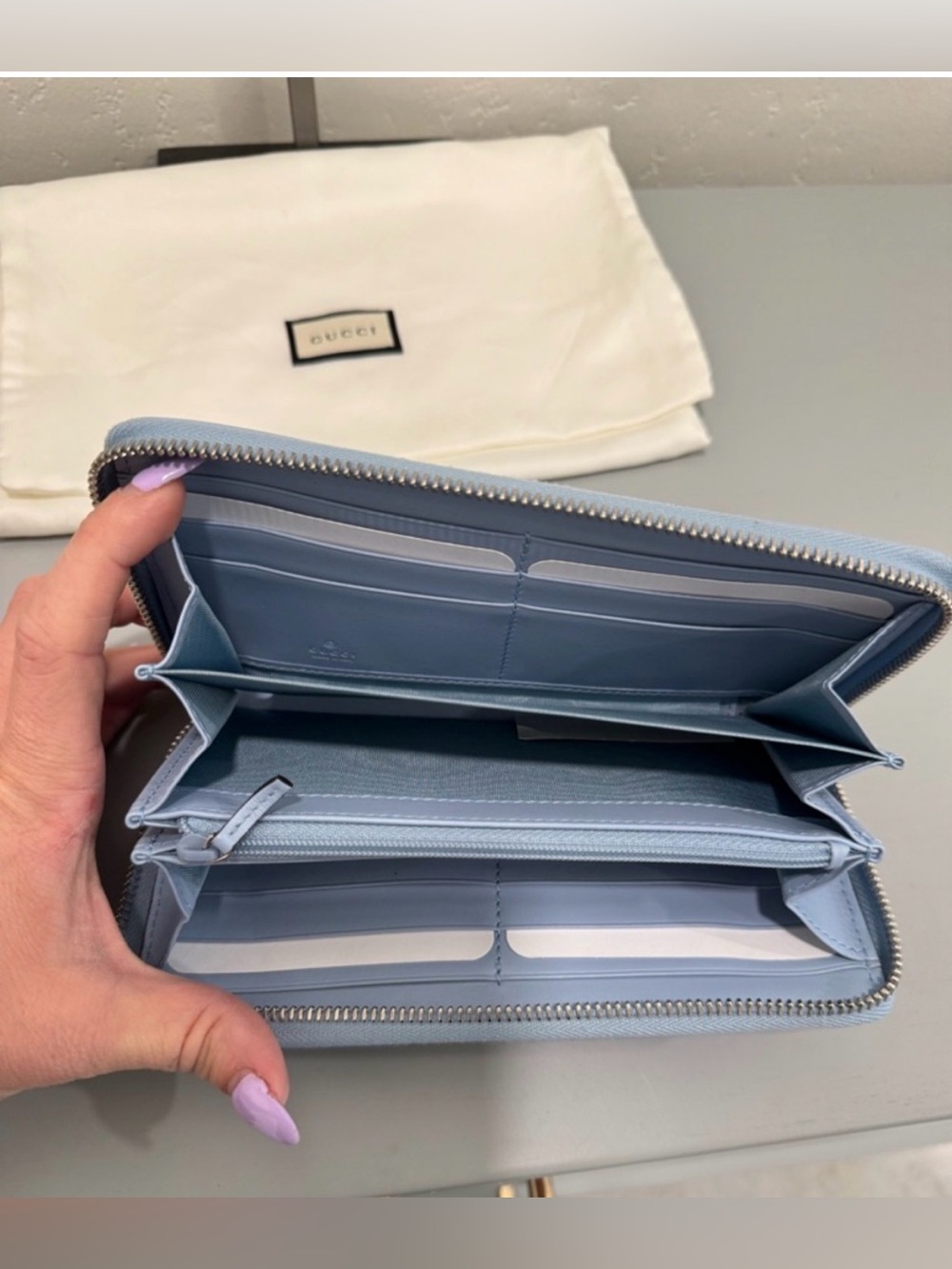 Gucci Marmot Sky Blue Quilted
GG Zip Wallet - Picture 9 of 9